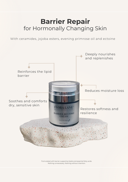 Flora Lane Barrier Restore Cream — ceramide-rich moisturiser for menopausal skin