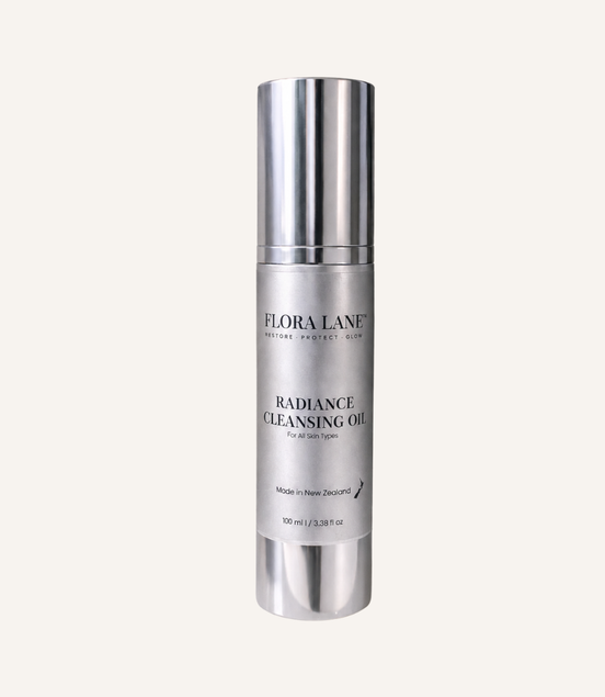 Flora Lane Radiance Cleansing Oil — gentle cleanser for hormonal skin made in NZ