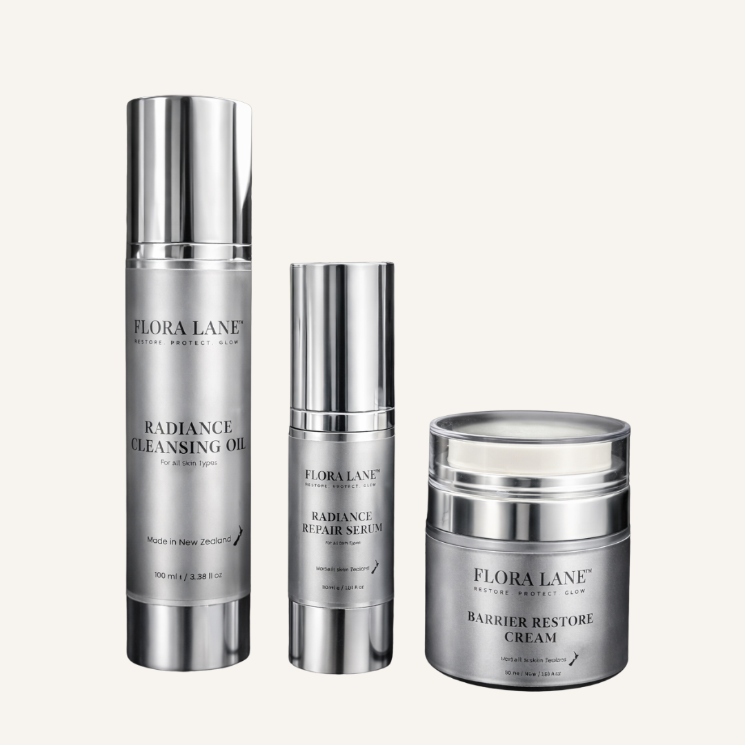 Flora Lane Radiance Routine 3-step set — perimenopause skincare bundle NZ