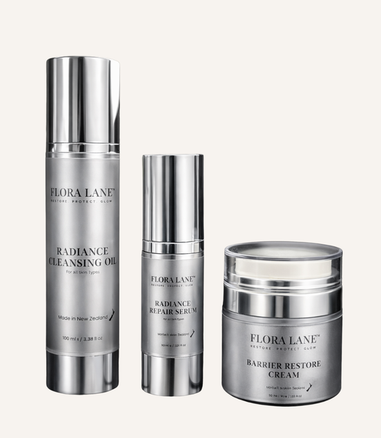 Flora Lane Radiance Routine 3-step set — perimenopause skincare bundle NZ